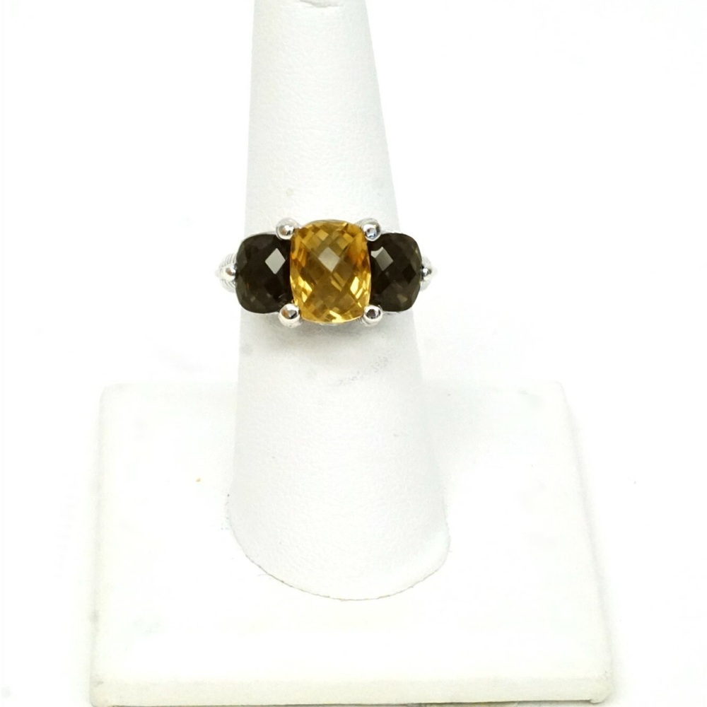 Judith Ripka Citrine & Smoky Quartz Statement Ring!  💍
